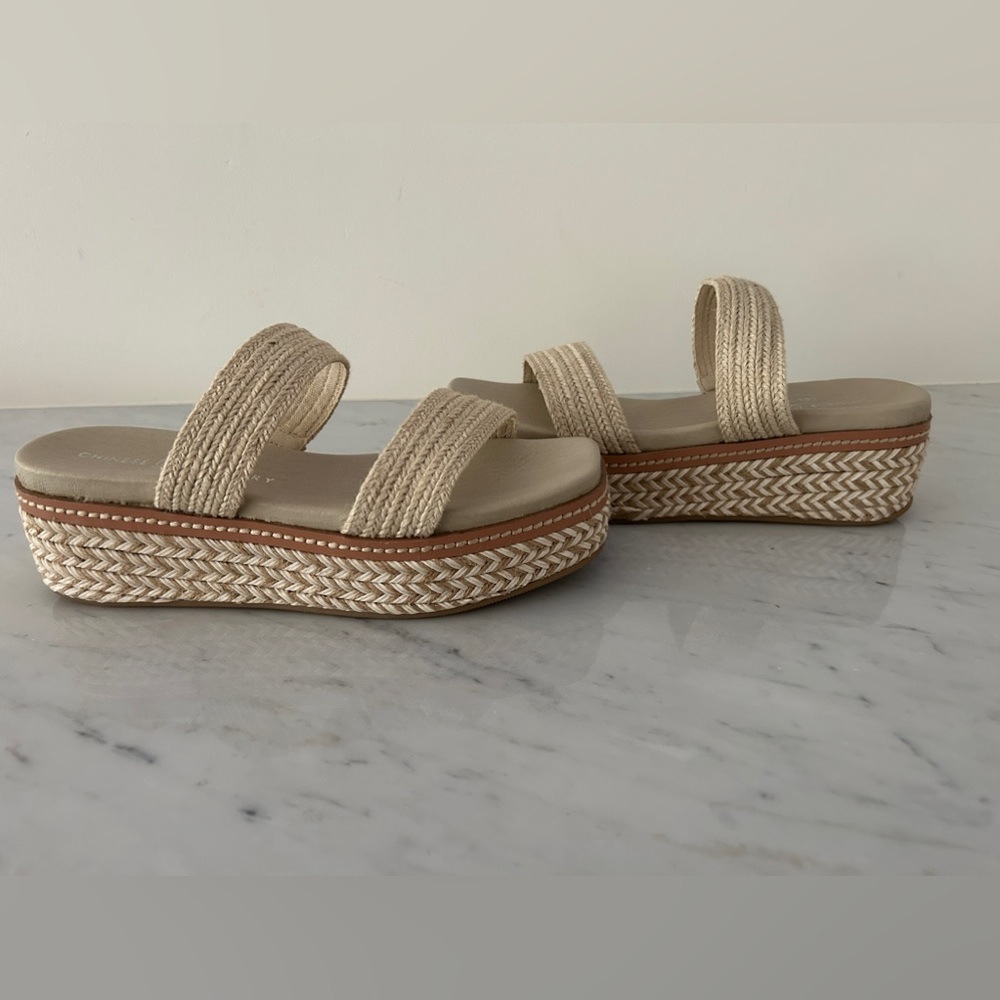 Women’s Beige Braided Platform Slide Sandals - Picture 4 of 11